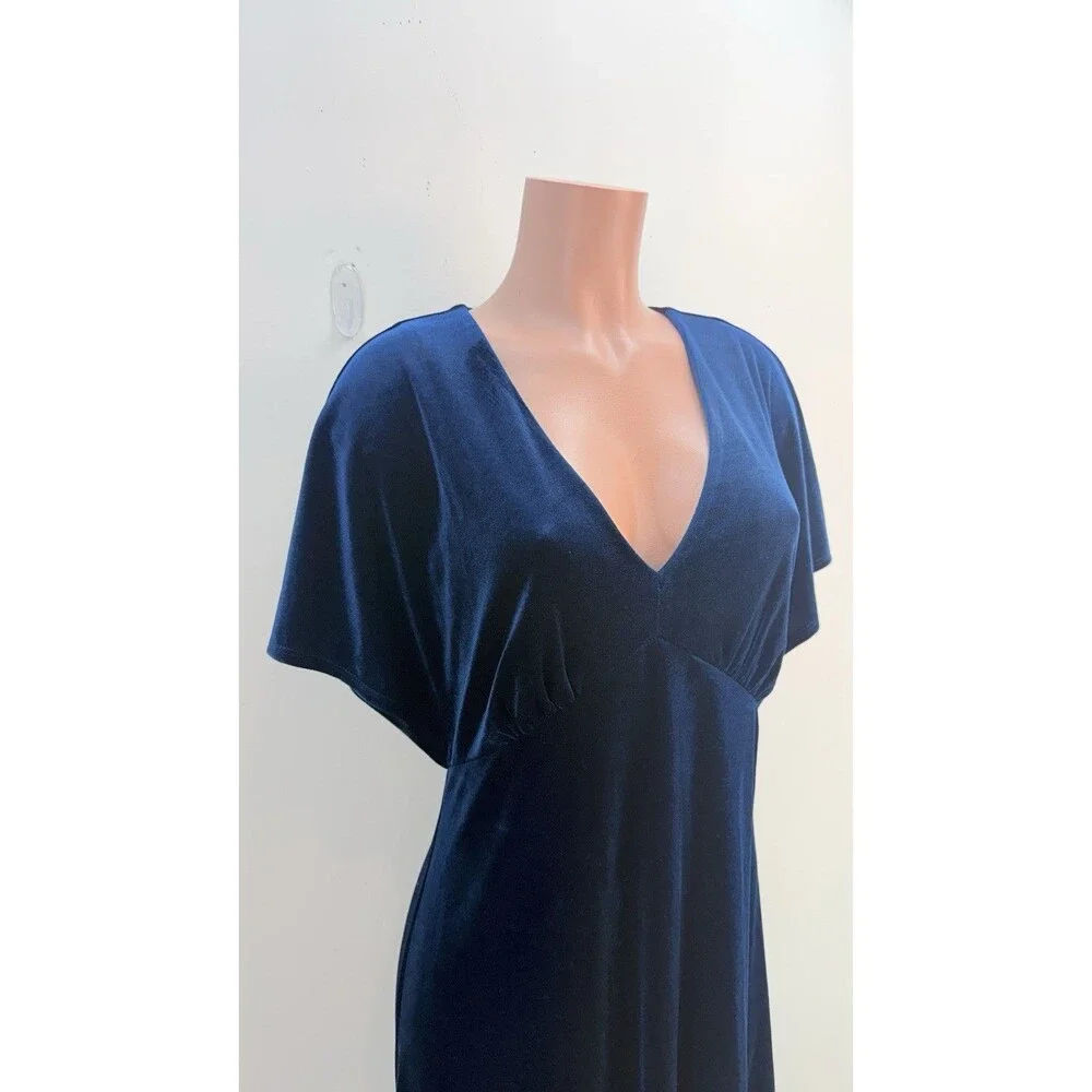 Taylor Womens Dress Blue Velvet Evening Flare Size 14 - Picture 2 of 15